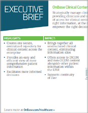 Executive Brief: OnBase Clinical Content Strategy